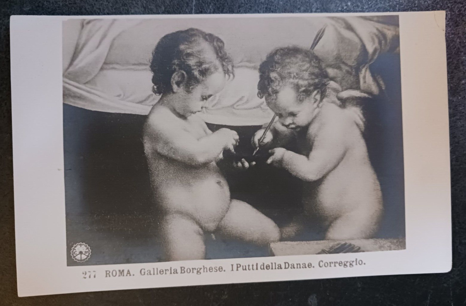 vtg postcard RPPC Putti Della Danae Borghese Correggio art unposted Italy