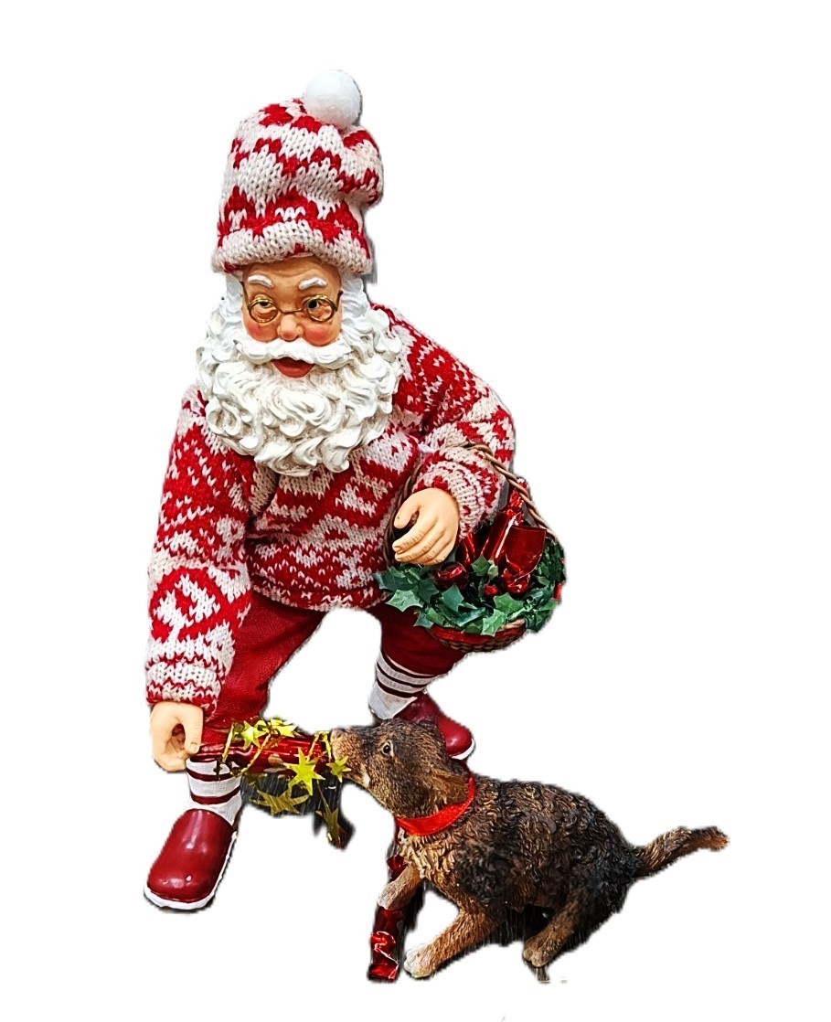 Possible Dreams Clothtique Dept 56 Cracker Jack Santa And Dog Figurine