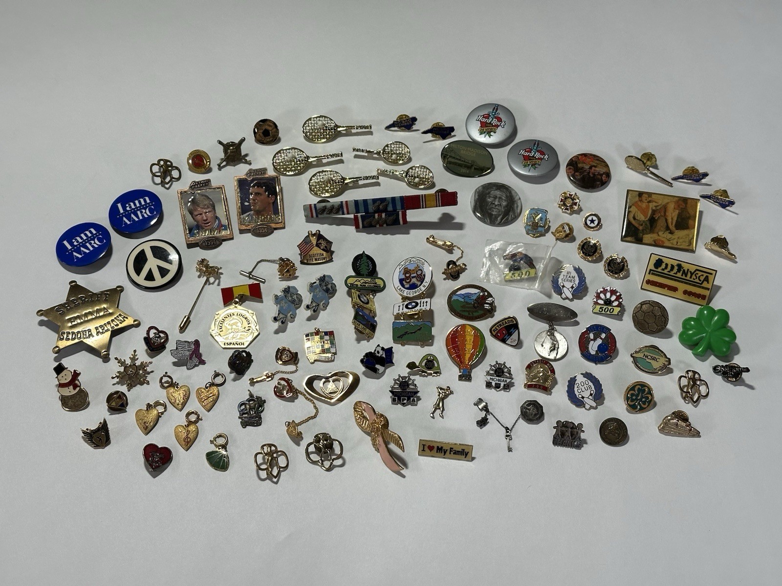 Huge Vintage Enamel Pin Pinback Charm Lot Bowling DIY Crafter NFL Maximalism Y2K