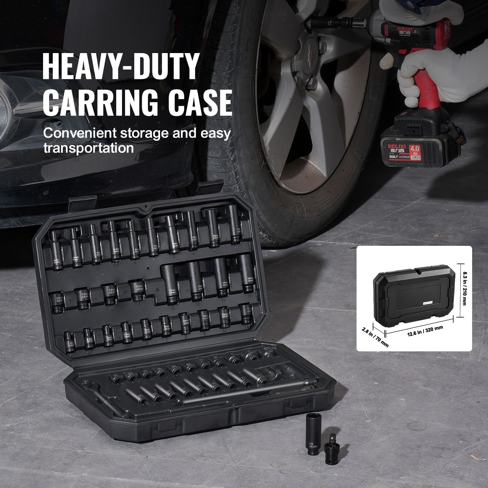Impact Sockets Set 55pcs 6-Point 1/4\