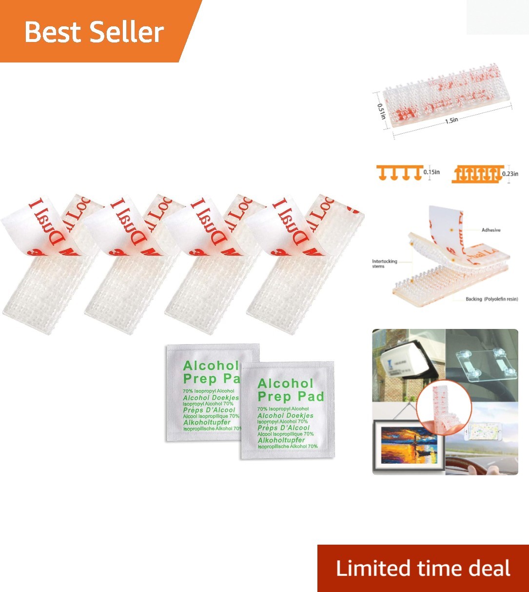 4-Pack Durable EZ Pass Mounting Strips - White Adhesive Toll Transponder Holders