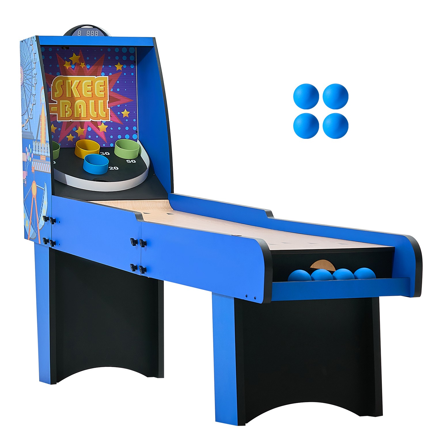 Uimoso 8 ft Arcade Roll and Score Table with Electronic Scorer and 4 Balls