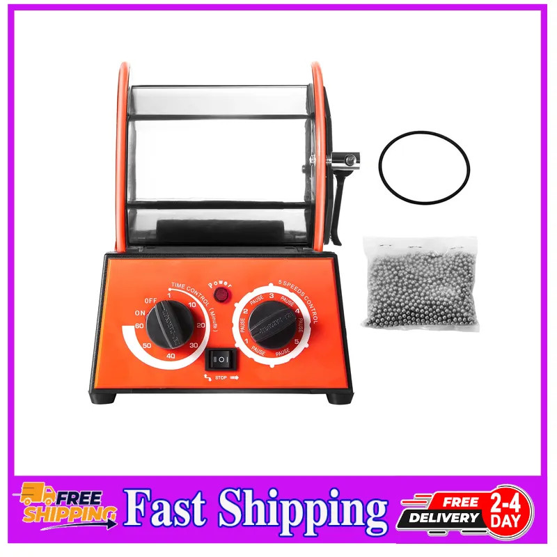 3kg Rotary Jewelry Polisher Tumbler Machine 5 Speed 60 Min Timer Surface Fini...