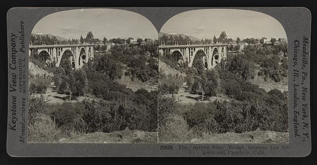 The Arroyo Seco Bridge between Los Angeles and Pasadena, California Old Photo
