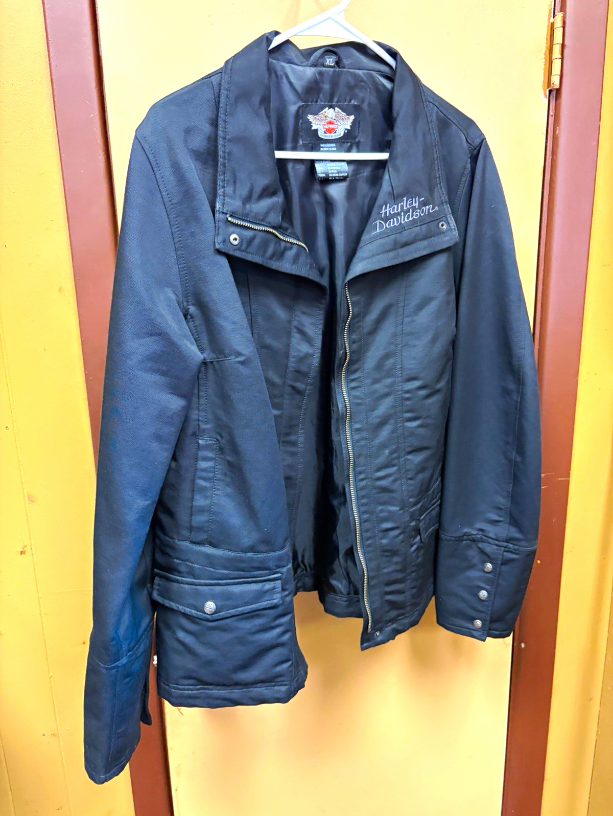 Harley-Davidson Black XL Jacket Logo Front Studded Eagle Back Cotton Indonesia