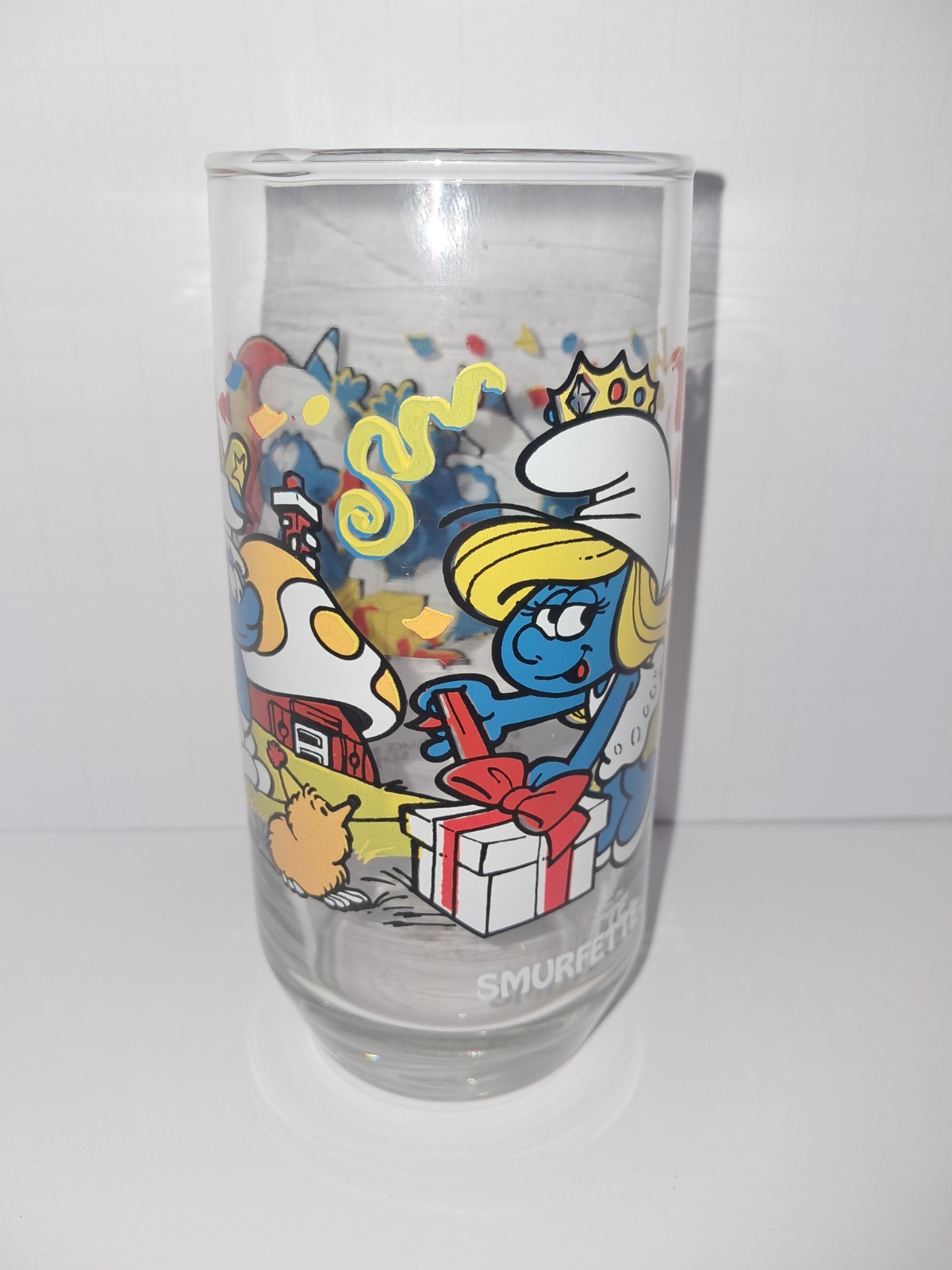 Smurf SMURFETTE Tumbler Drinking Glass 1983 Wallace Berrie & Co. Peyo Vintage