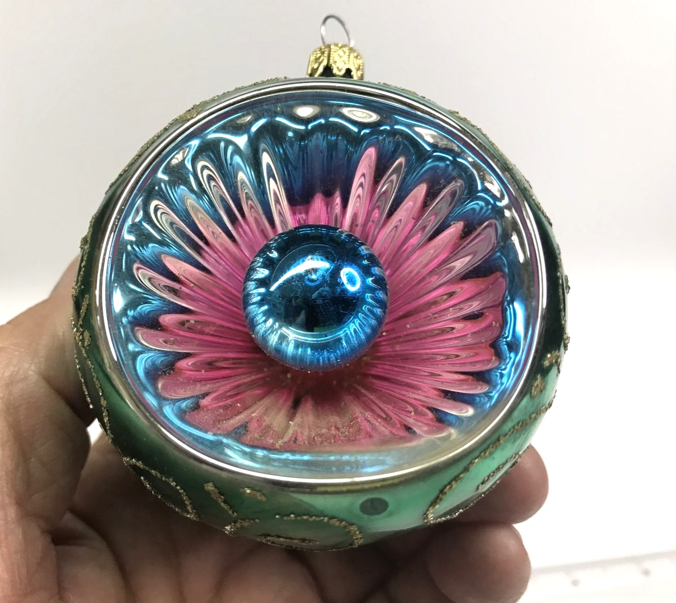 Vintage Colombia Mercury Glass Kaleidoscope Christmas Ornament  Rare