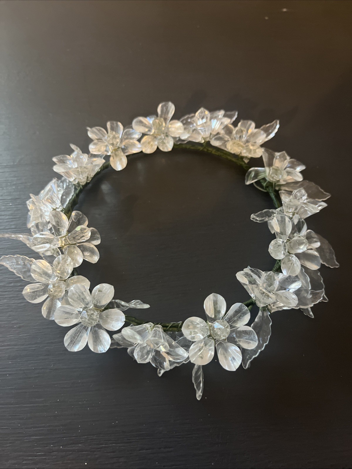Vintage Lucite Flower And Leaf Candle Ring