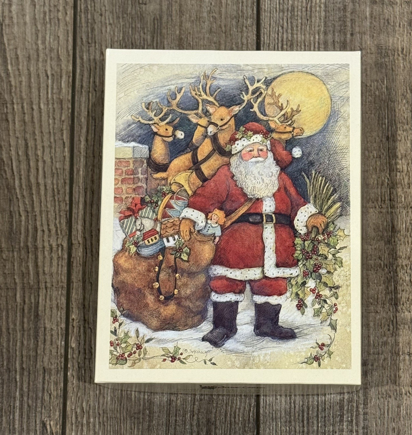 Vintage Lang Susan Winget Santa 16 Deluxe Christmas Cards, Envelopes & Seals NOB