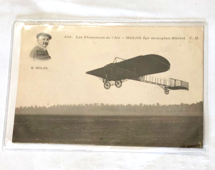 Vintage 1909 Aviation Postcard Leon Molon Bleriot Monoplane Pioneers of Air CM P
