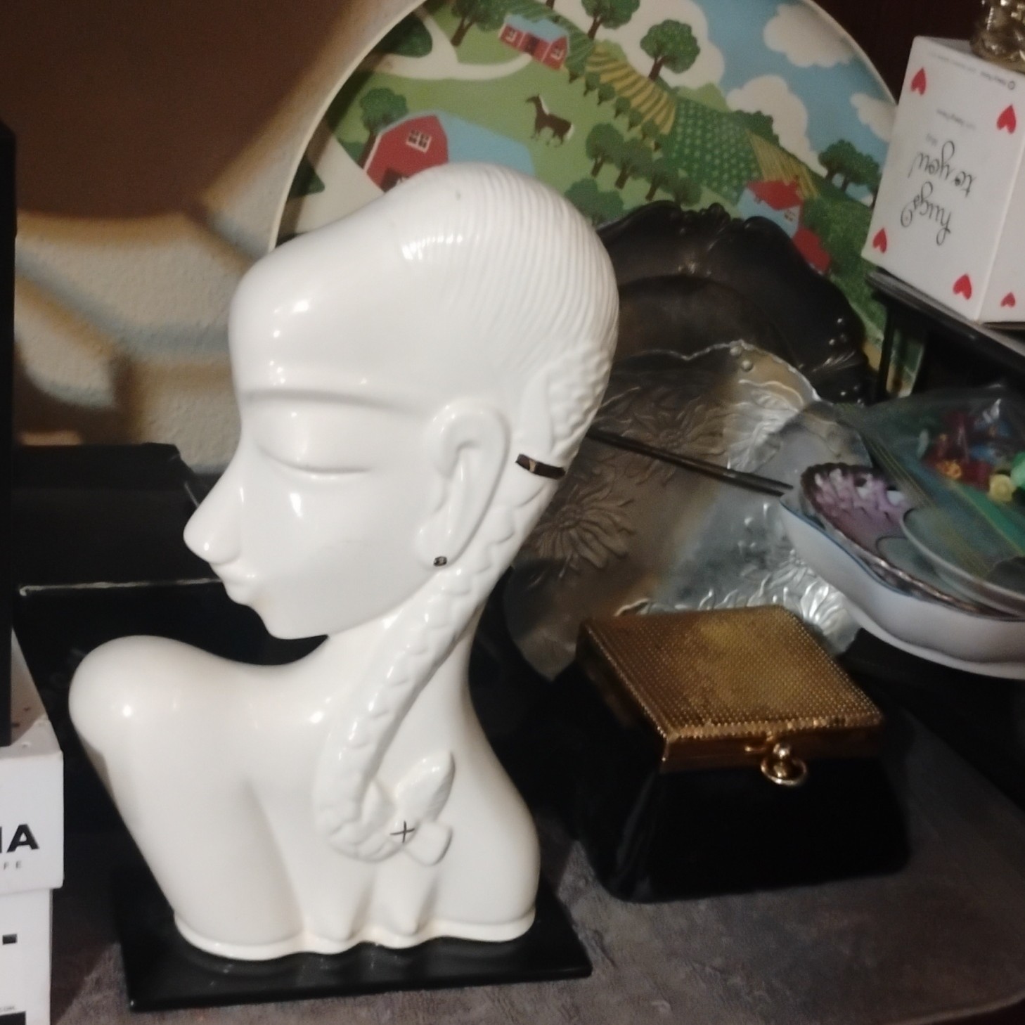 Vintage 1930s Kent Art Ware Art Deco Ceramic Female Bust Blanc de Chine Japan