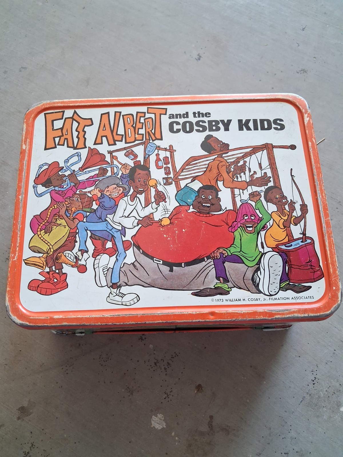 Vintage 1973 Fat Albert Cosby Kids Metal Lunch Box Thermos King Seeley Filmation