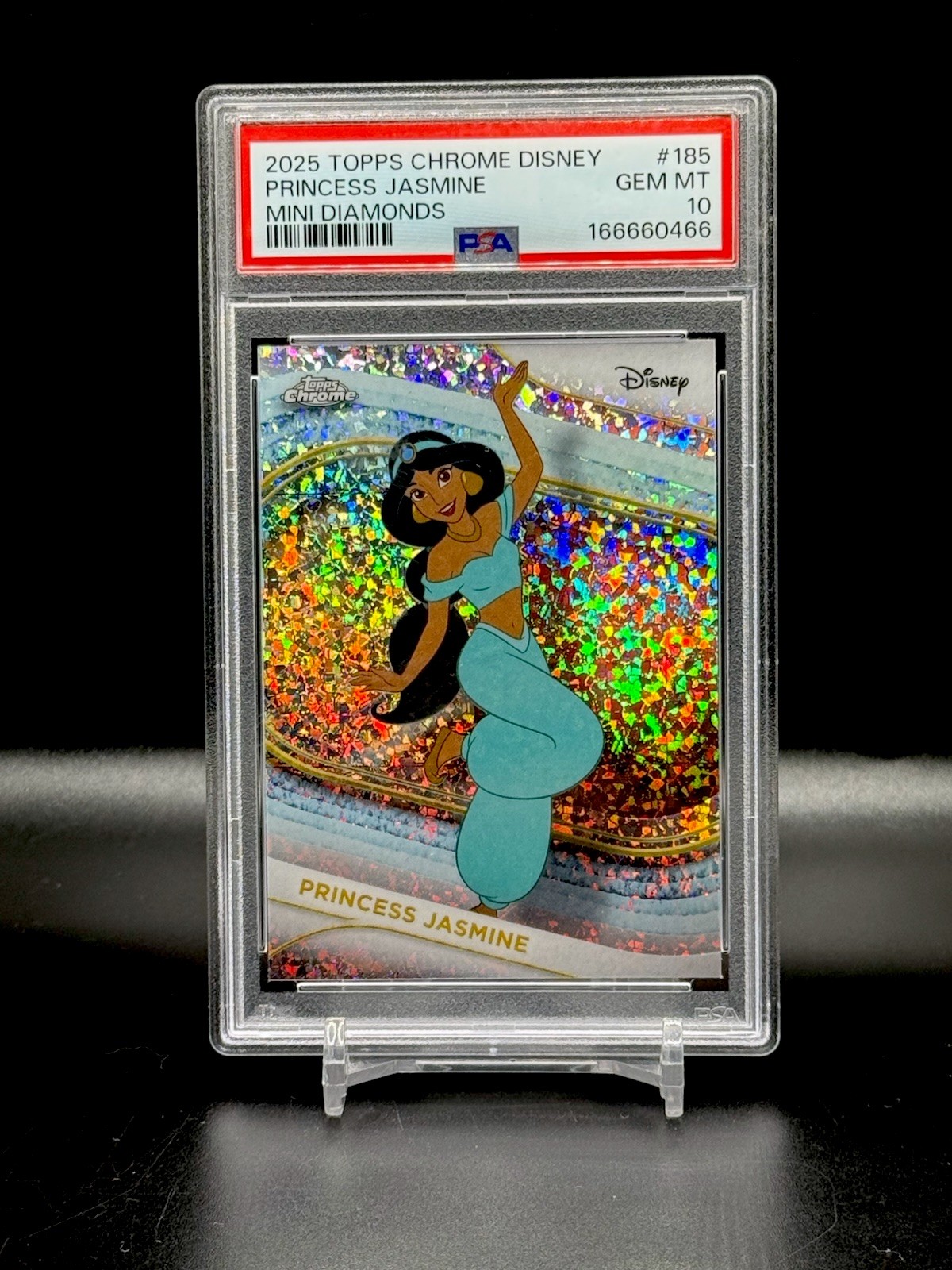 2025 Topps Chrome Disney Princess Jasmine Mini Diamonds #185 PSA 10 POP 3