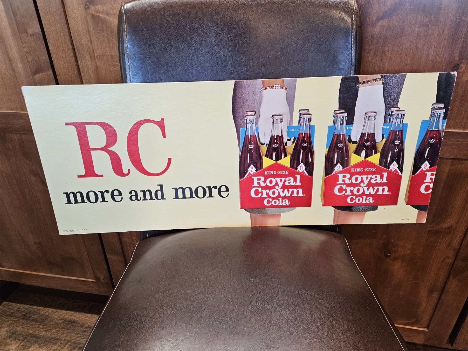 Vintage 1950s RC Royal Crown Cola King Size Cardboard Sign 28