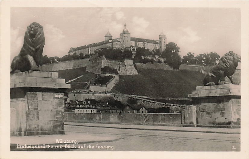 Postcard Germany: RPPC Ludwigsbrücke & Festung Marienberg, Würzburg
