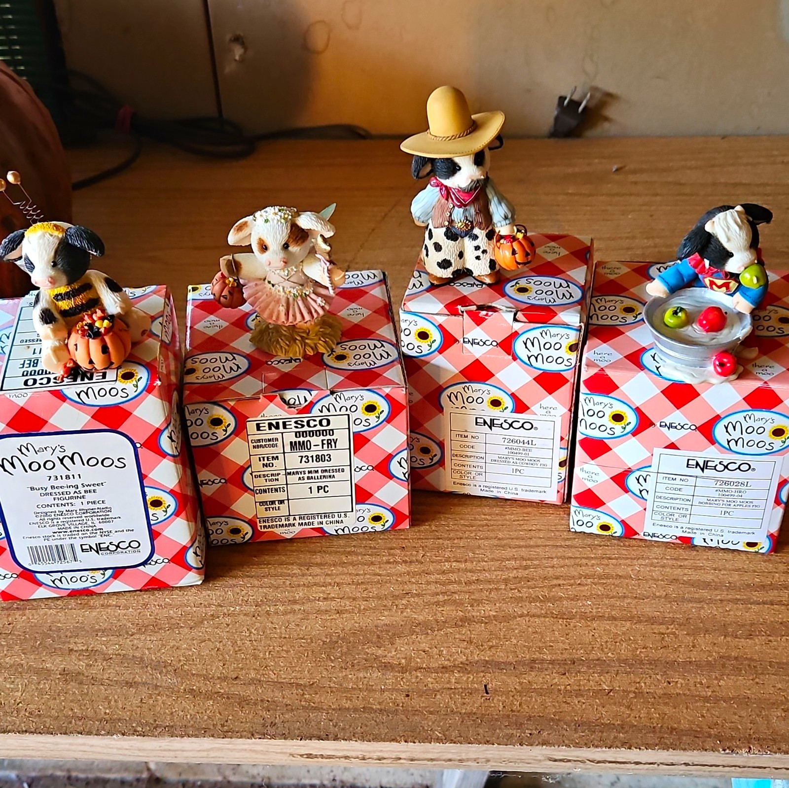 Enesco Mary’s Moo Moos Cow Figurines Lot of 4 w/ Boxes Halloween & Ballerina