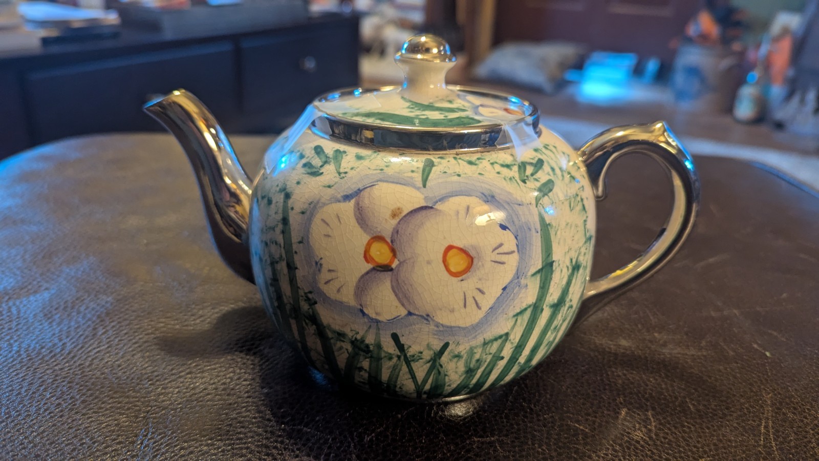 Vintage SUDLOWS Burslem Staffordshire Pottery English Teapot Mint Condition 