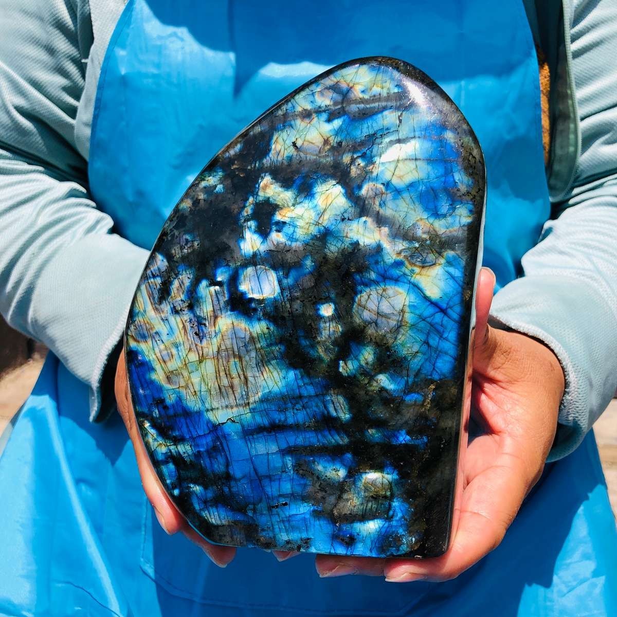 5.5LB Large Natural Gorgeous Labradorite Crystal Quartz Mineral Specimen Heals