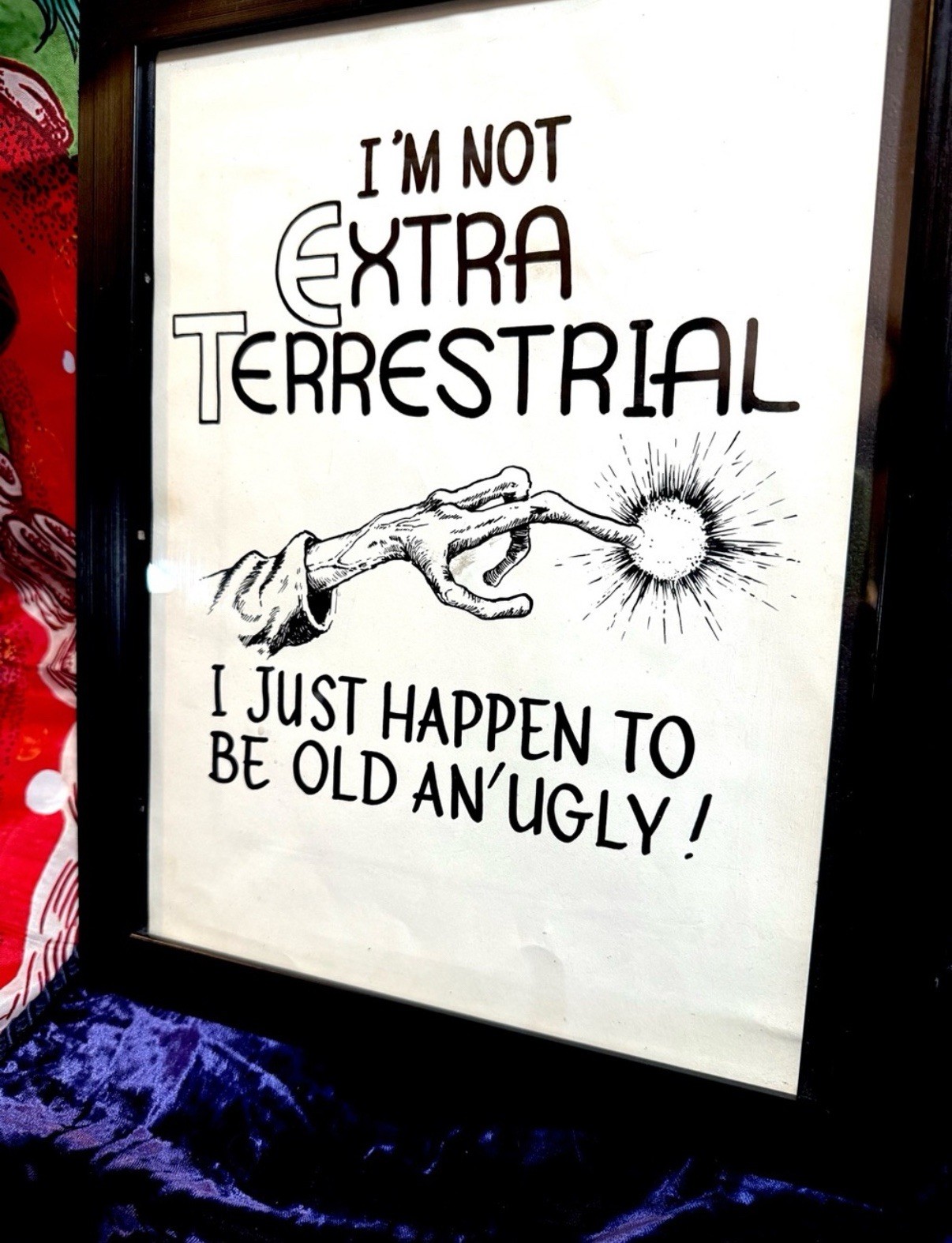 Vintage One of a Kind Framed ET Artwork