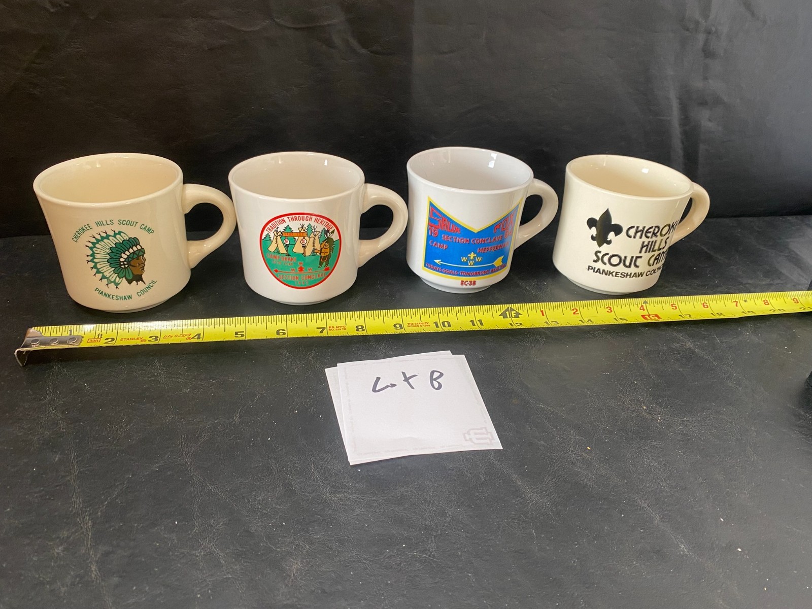 vintage Boy Scouts Mugs Scout Camp Cherokee Drake Saux Fox 1980s lot of 4