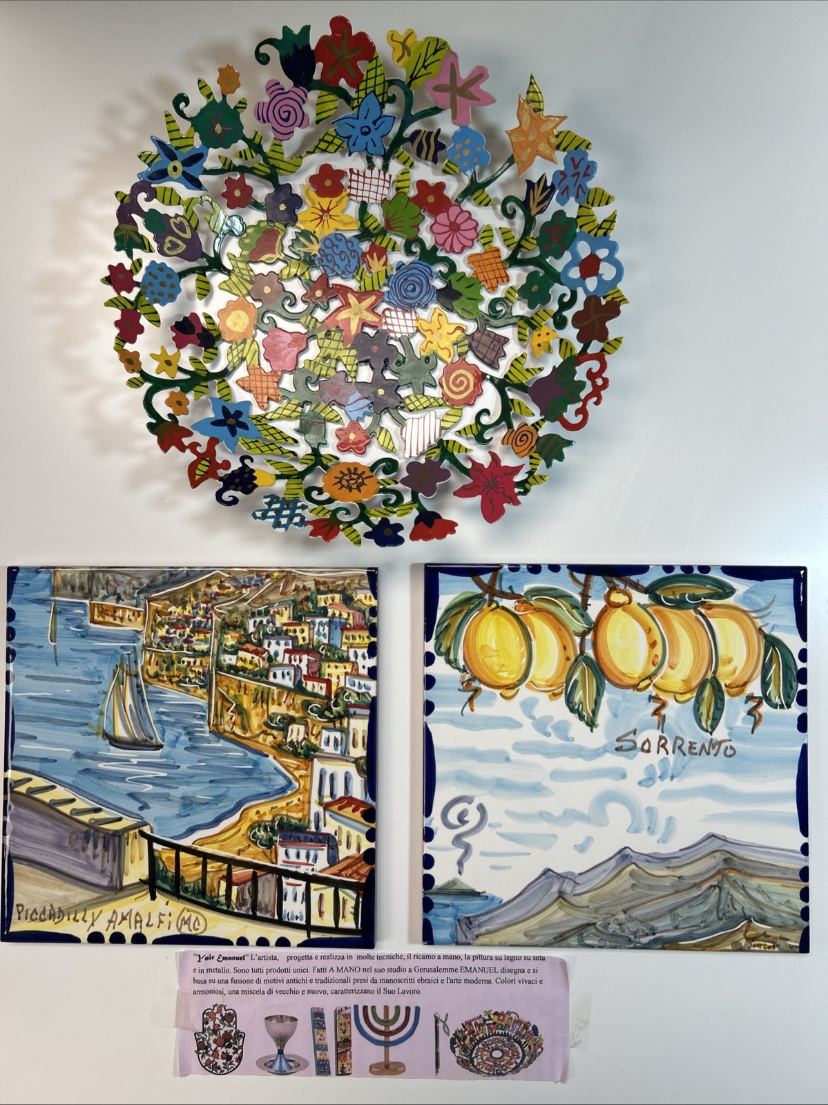 Yair Emanuel Jewish Religious Basket Tiles Set Artist New In Box