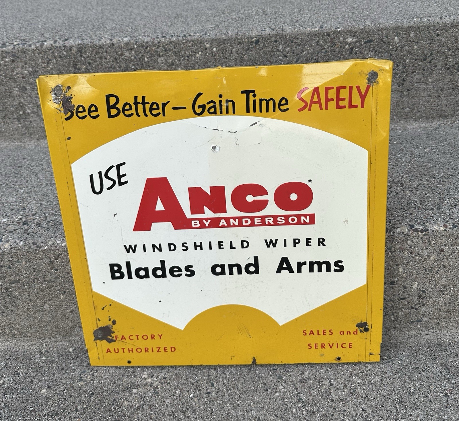 ANCO Wiper Vintage Tin Sign original 1956 Back Side of Cabinet Auto Advertising