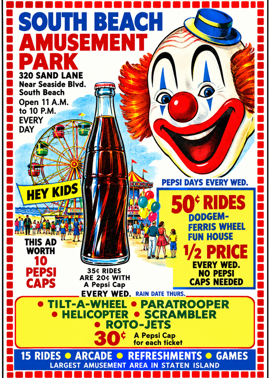 Vintage South Beach Amusement Park Ad Magnet - Staten Island New York