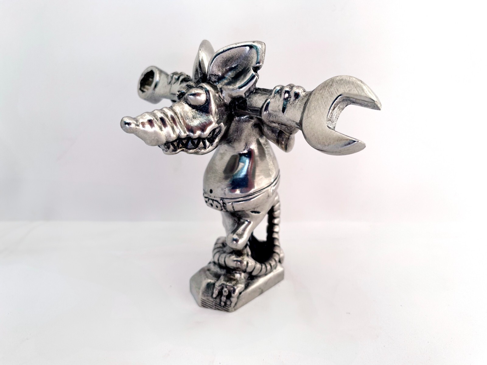 Rod the Rat Mechanic Hood Ornament Rat Rod Hot Rod Solid Pewter Custom