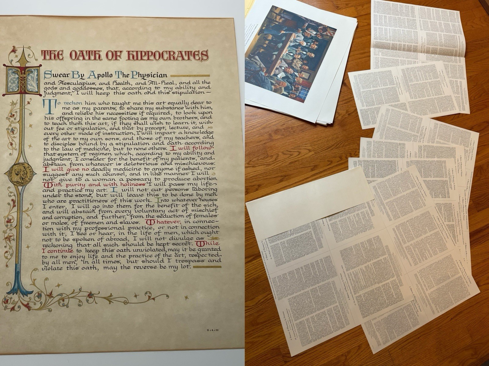 ⁠1950s Parke Davis History Pharmacy Robert Thom Print Set + Hippocrates Oath