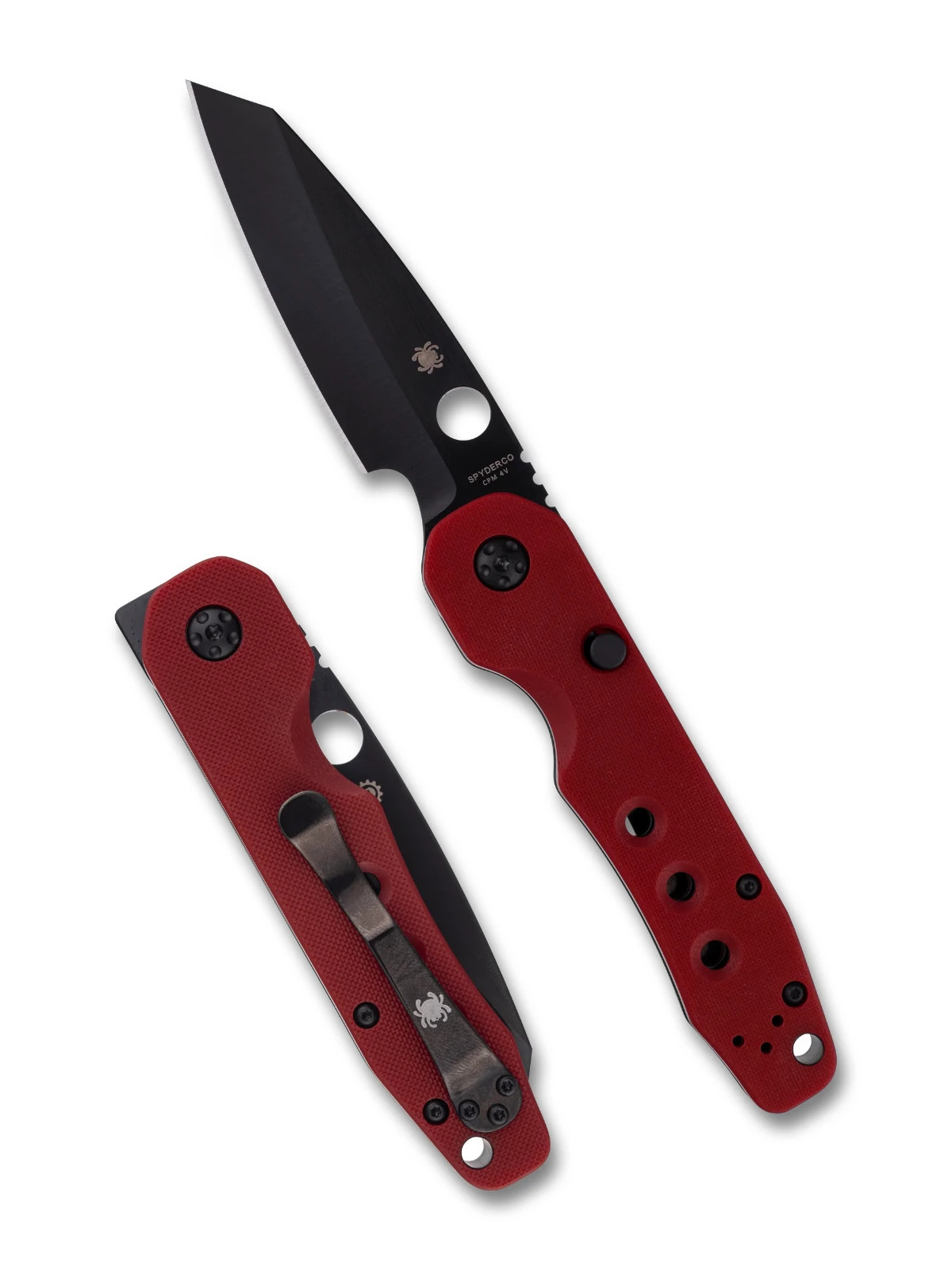 Spyderco Smock - St. Nick\'s Knives - TiCN CPM-4V Blade - Red G10 (C240GPRDBK)