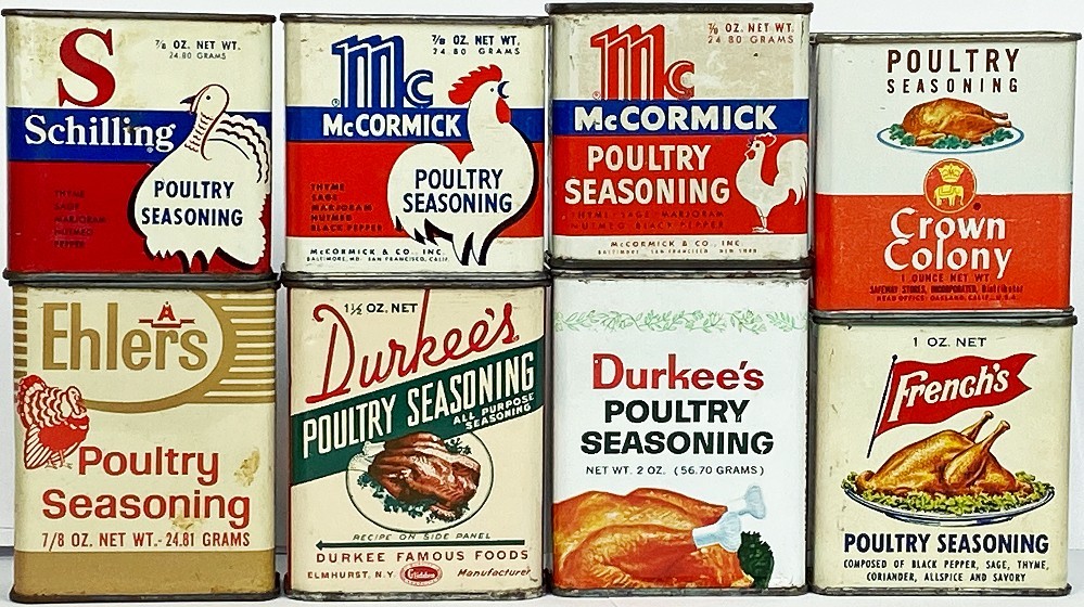 THANKSGIVING TURKEY Poultry Seasoning FARMHOUSE a Kitchen Chicken Tin SPICE RACK