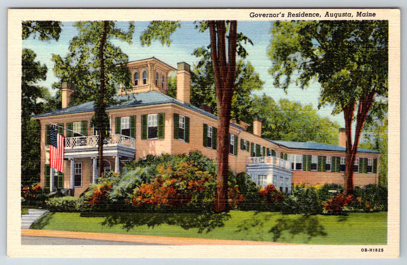 c1940s Augusta Maine Governor's Residence Postcard Linen
