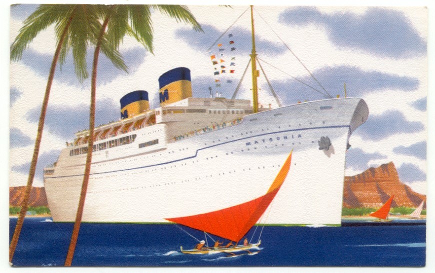 Matson Lines Luxury Ocean Liner Matsonia Ship Postcard
