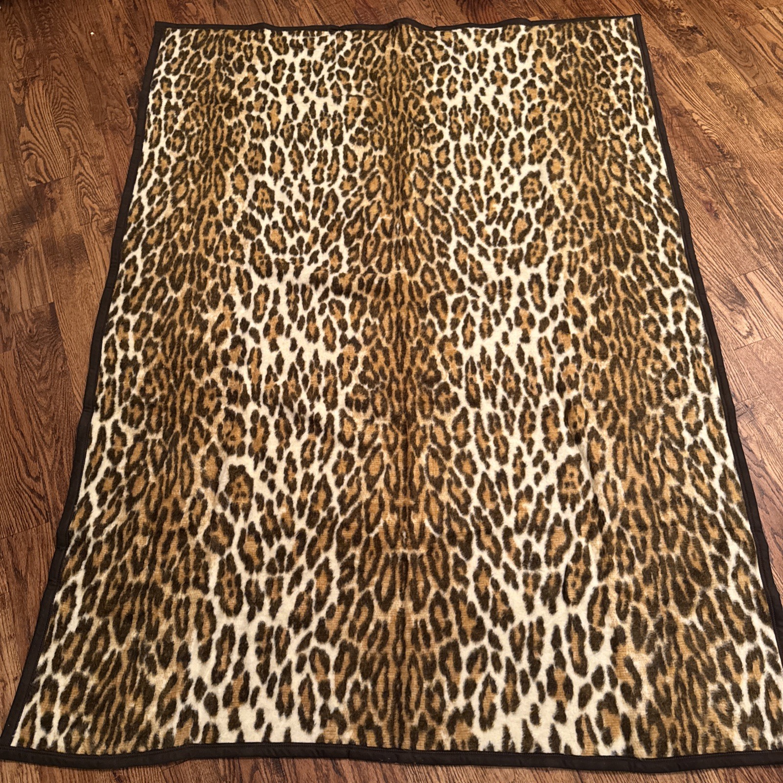 Vintage Biederlack Leopard Cheetah Animal Print Blanket USA Jungle Excellent