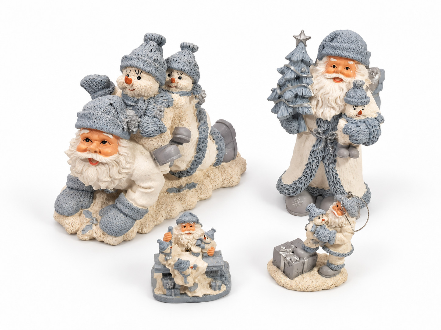 1999 Snow Buddies Encore Santa Snowman Figurines Set of 4 Christmas Decor