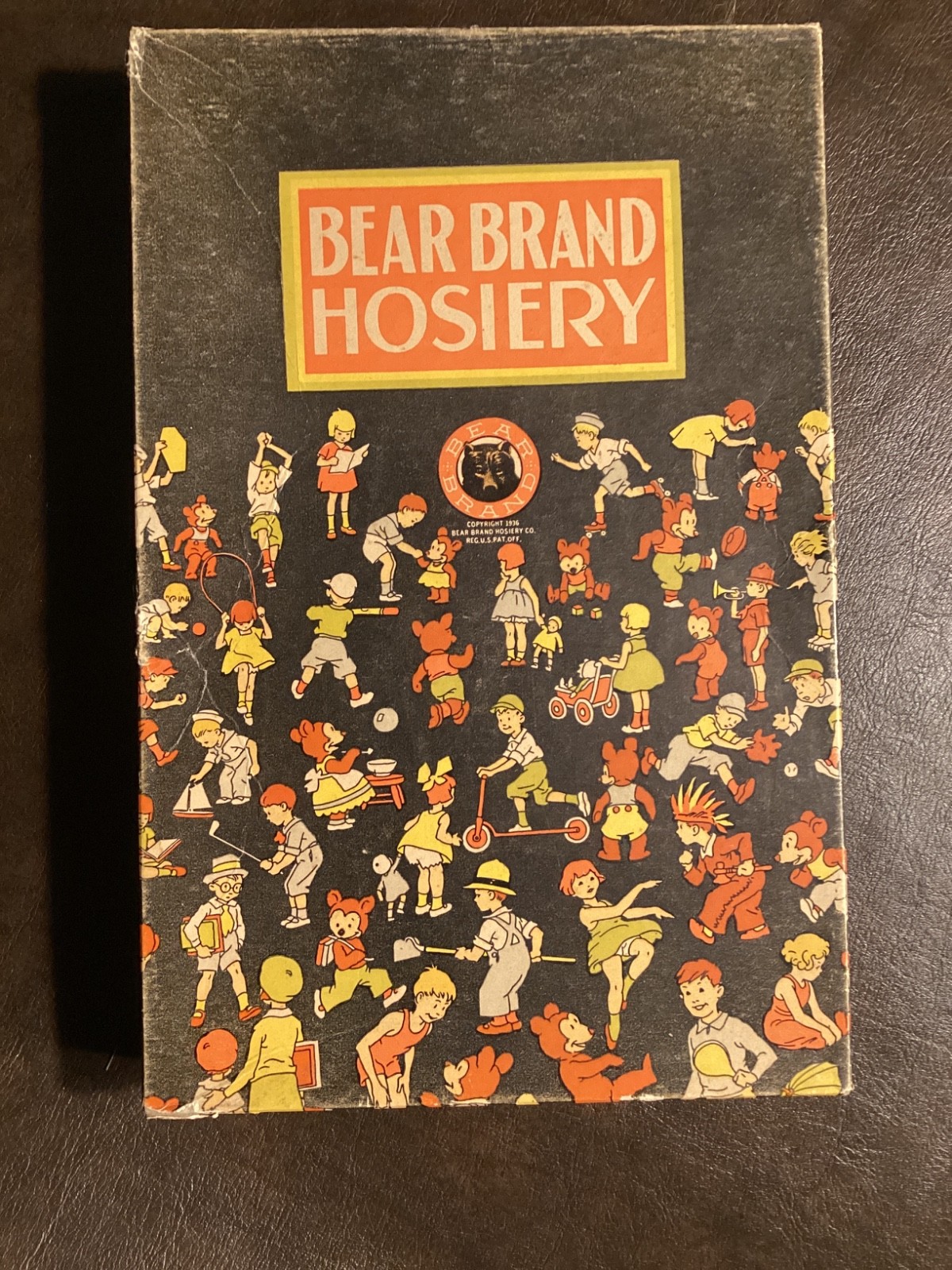 VTG 1936 Bear Brand Hosiery Empty Cardboard Advertising Display Box