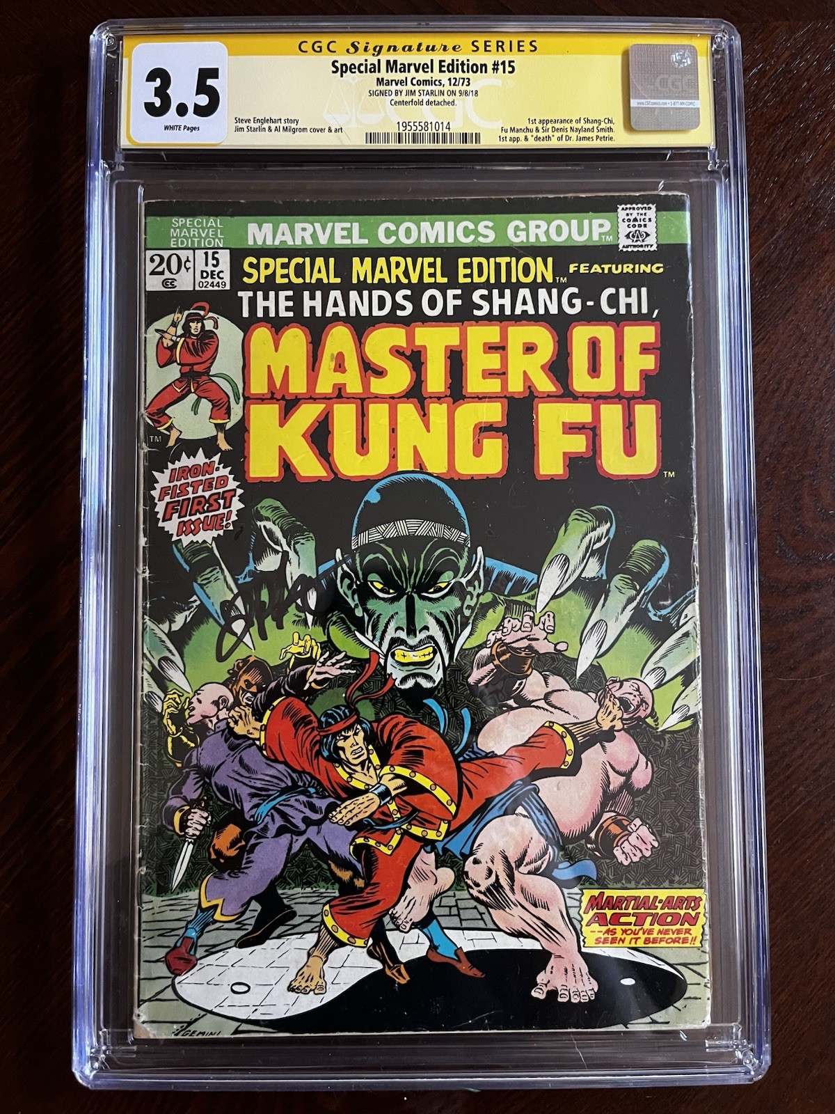 Special Marvel Edition #15 CGC 3.5 Signed by Jim Starlin 1st App Of Shang Chi