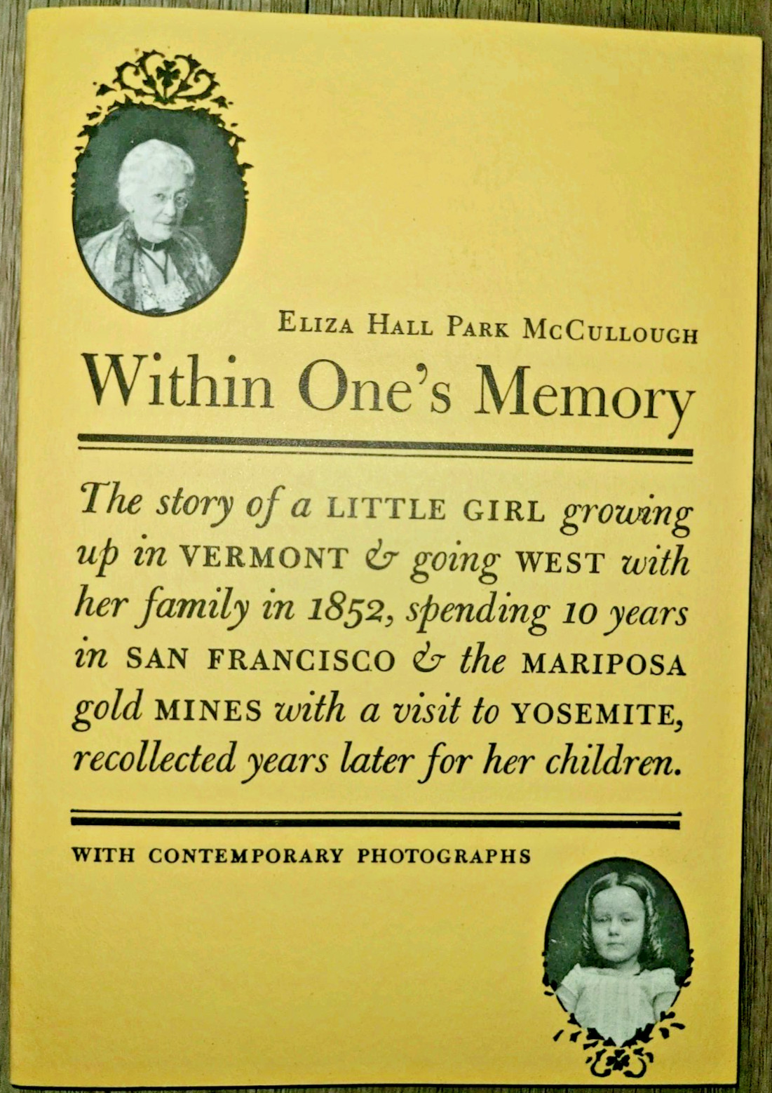 Vtg PB, Within One's Memory: Recollections by Eliza Hall Park McCullough, 1987
