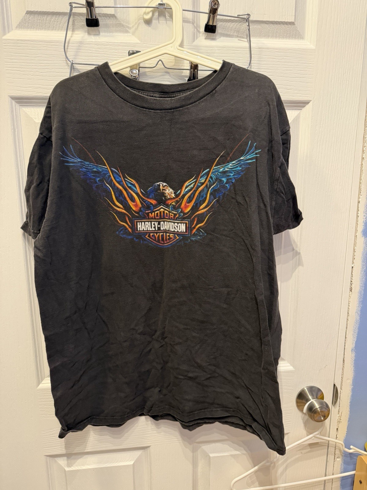 VTG Harley Davidson Flaming Eagle T Shirt XL  Black  Nice Face USA Daytona Beach
