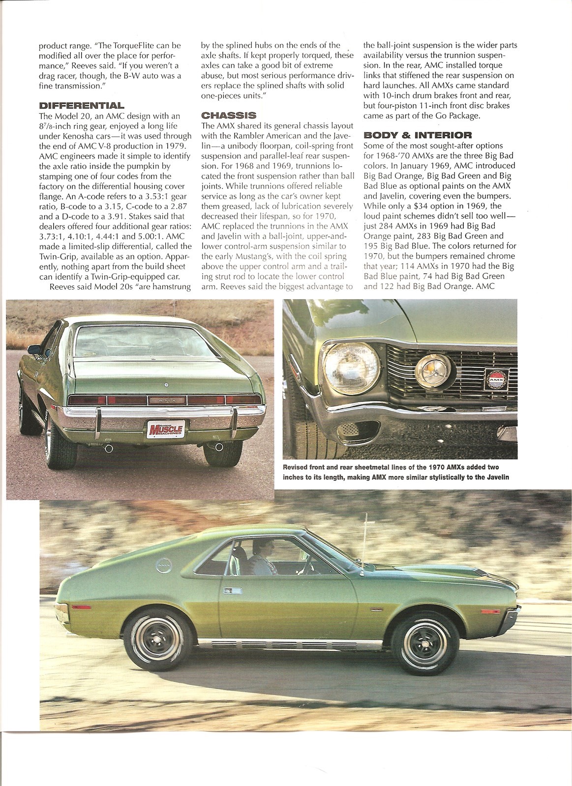 1968 1969 1970 AMC AMX BUYERS GUIDE 6 pg Article