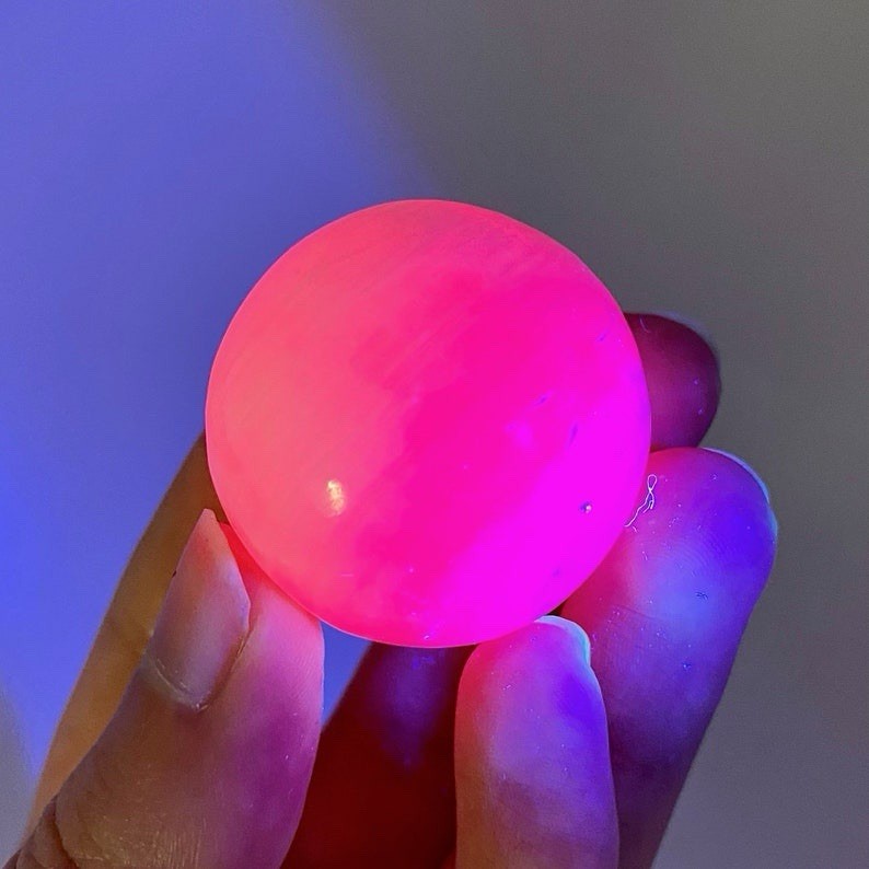 Pink Mangano Calcite Sphere Uv Reactive