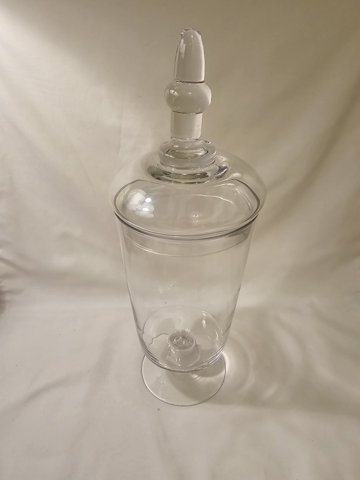 Tall Apothecary Jar w Finial Lid Perfect Display Or Candy Container Dish 13”