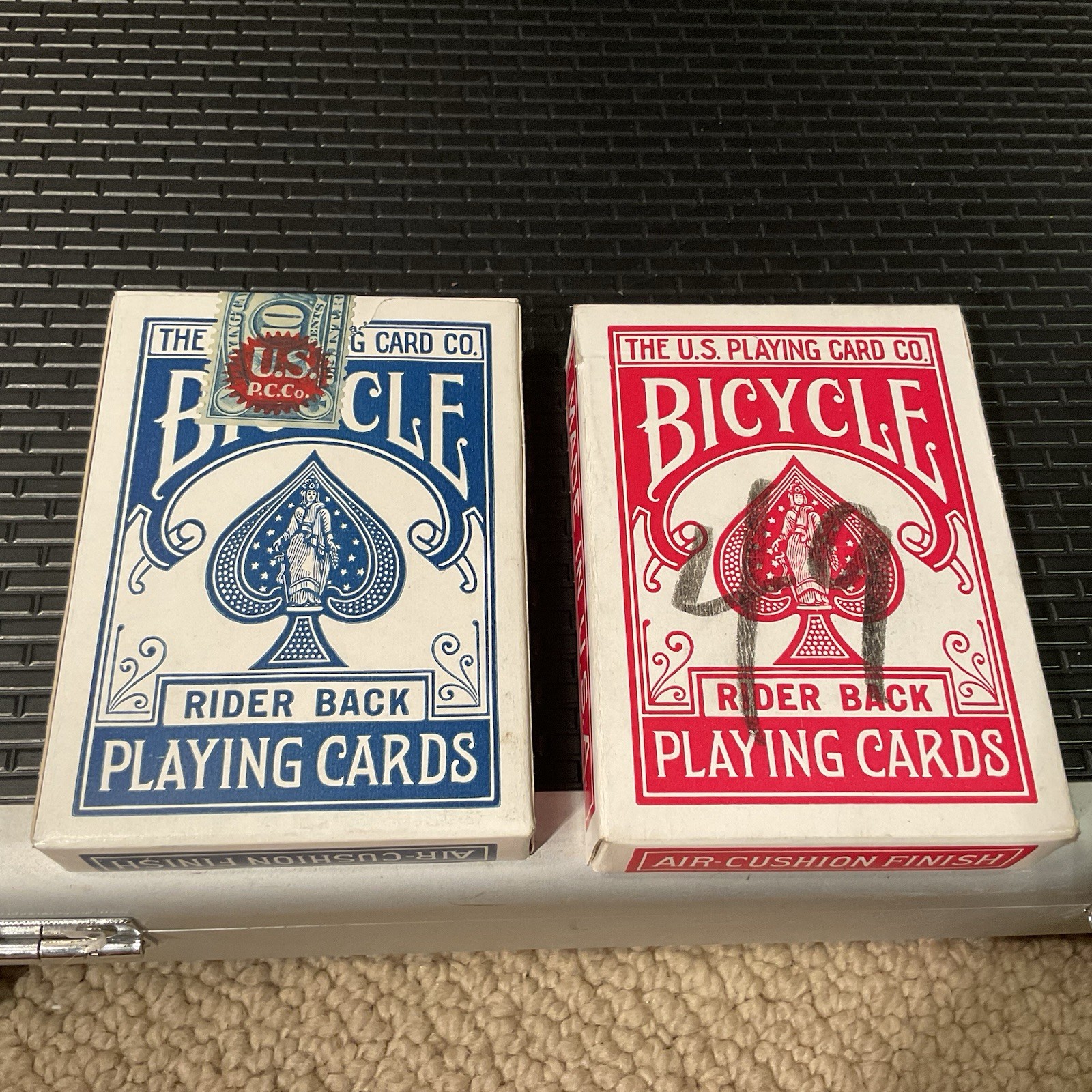2 Vintage NOS Tax Stamp Sealed Decks Bicycle Rider Back Playing Cards **NICE**