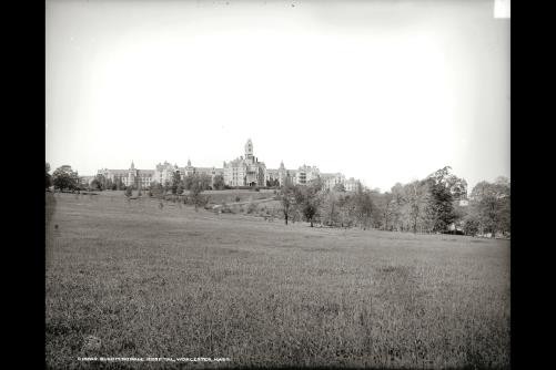 Worcester Massachusetts Bloomingdale Hospital 1900s field campus view