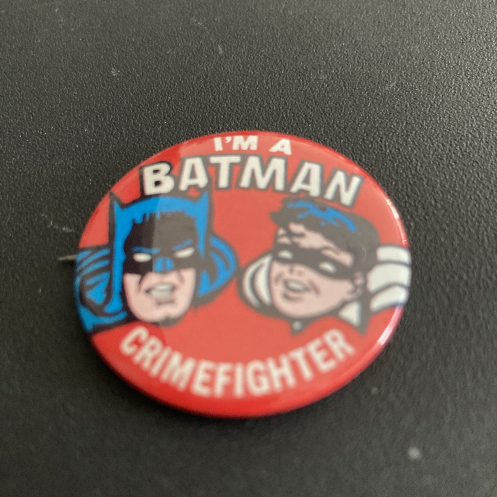Vintage 1966 - I\'m A Batman Crimefighter - Pinback Button Pin 