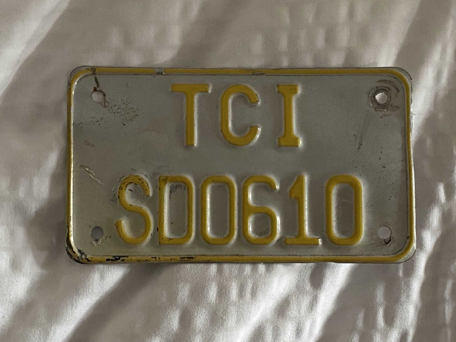 Vintage TURKS & CAICOS ISLANDS license plate moped cycle rental TCI SD0610