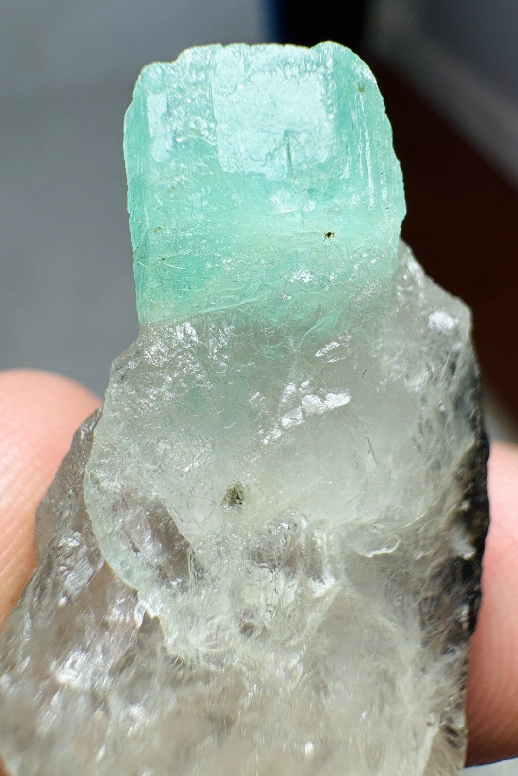 43CT, Beryl Var High Quality Natural Emerald Crystal On Matrix From Chitral,PAK