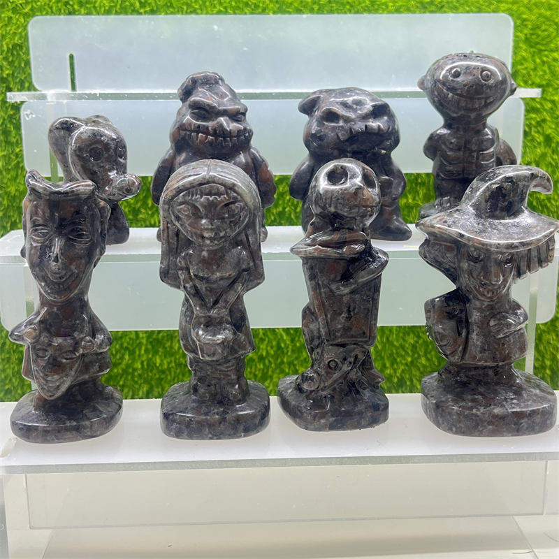 8pc Halloween Natural Yooperlite skull hand carved Quartz Crystal skull Reiki