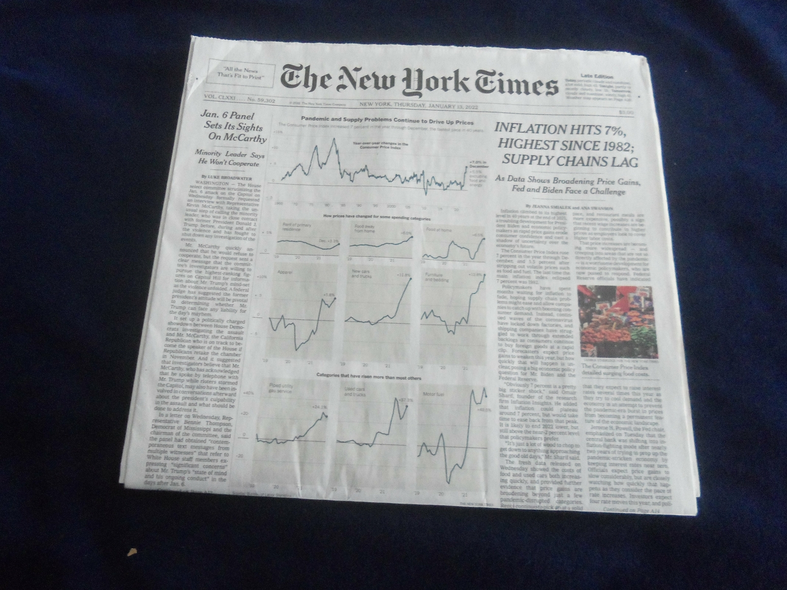 2022 JANUARY 13 NEW YORK TIMES - INFLATION HITS 7%, HIGHEST SINCE 1982