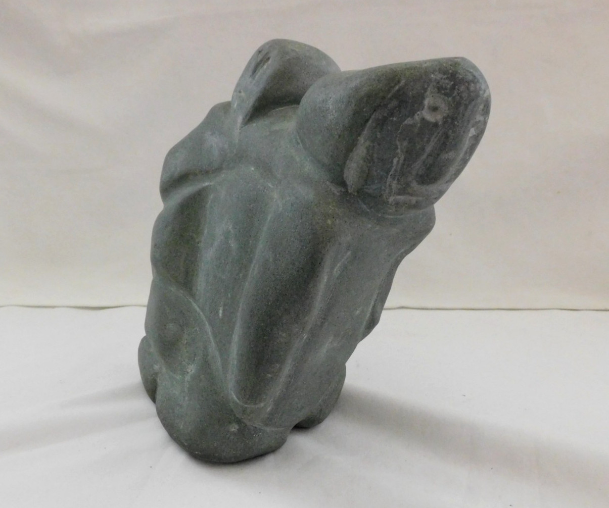 Mid-Century Arviat Authentic Intuit Art Carving Mother & Child Serpentine 9 lbs.